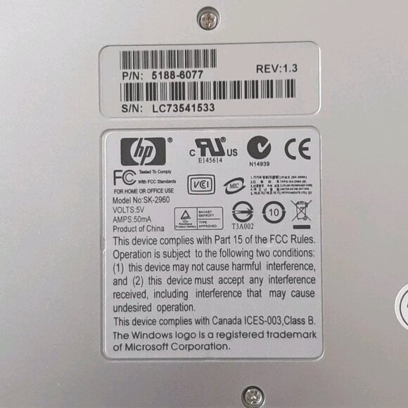 HP WIRED KEYBOARD Model No. SK-2960 WORKING - Picture 3 of 5